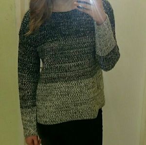 Black Grey White Gradient Knit Sweater